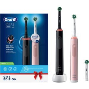 Braun Oral-B Pro 3 3900N Gift Edition електрическа четка за зъби, черен/розов, с 2 глави