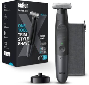 Braun Series XT5 5300, хибриден електрически мъжки тример за лице и тяло, тример за брада и самобръсначка за тяло, със защитен SkinSecure
